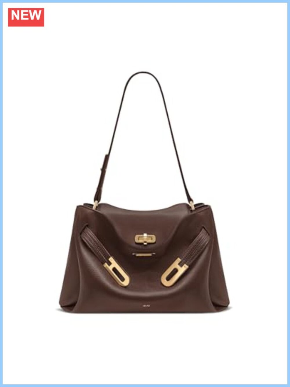 Vegan Leather Pebbled Double Buckle Shoulder Bag Adjustable Strap